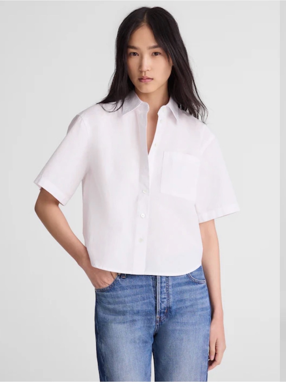 NWT Madewell White Short-Sleeve Button-Down Shirt